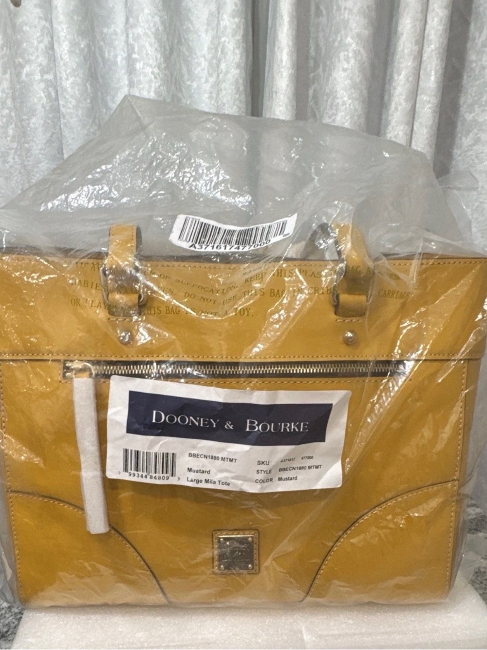 Dooney & Bourke Mila Mustard Leather Large Tote